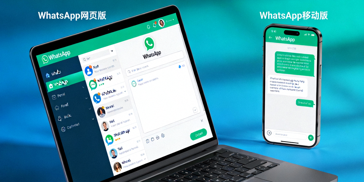 WhatsApp网页版在笔记本电脑和手机上的使用界面展示
